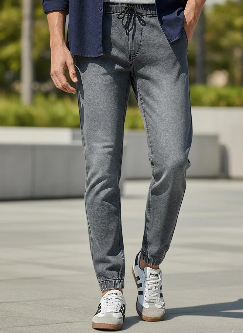 Urbano Fashion Men's Grey Slim Fit Washed Jogger Jeans Stretchable